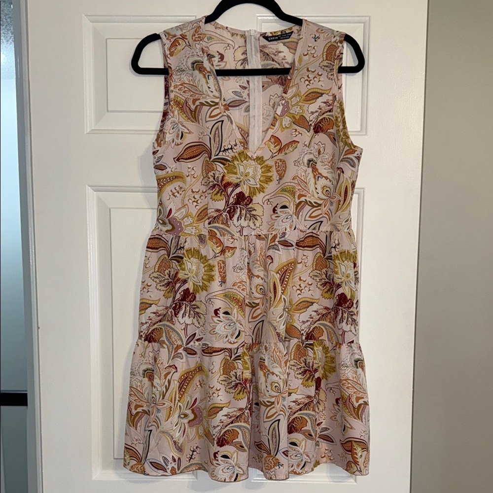 SHEIN Floral Mini Dress - Pink and Brown